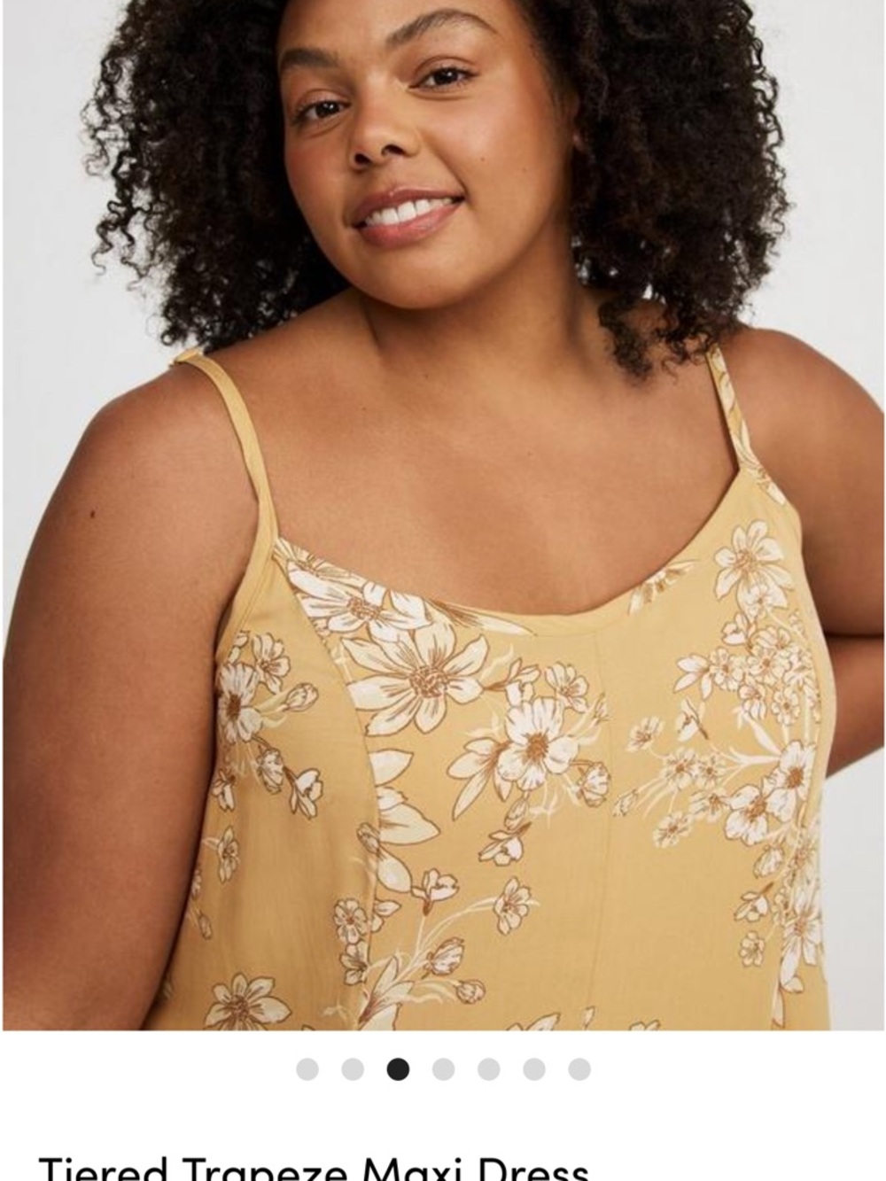 torrid Gold Floral Maxi Dress with White Print and pockets - Picture 15 of 16
